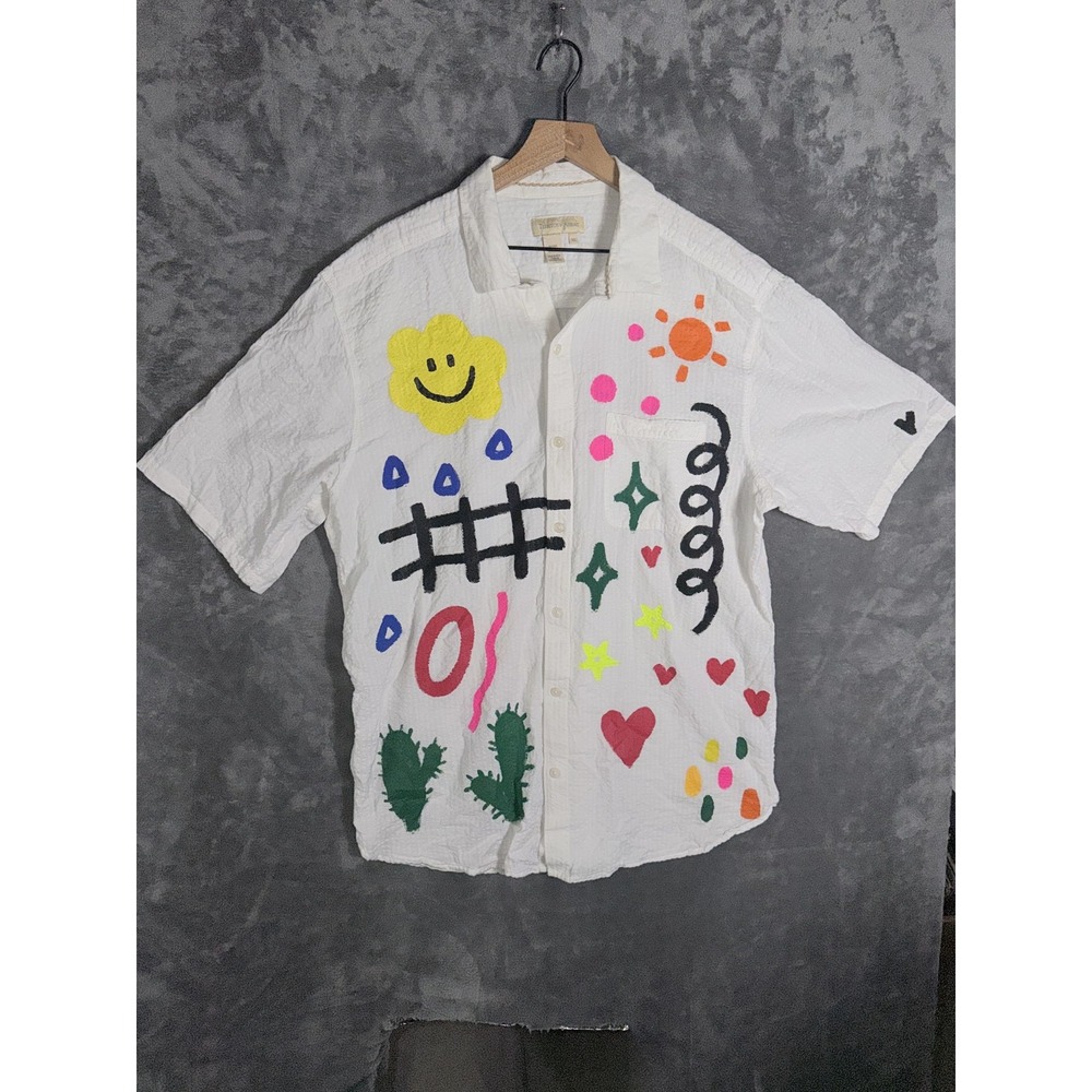 Territory Ahead Unisex XL Short Sleeve Button Up Shirt White Multicolor Teacher